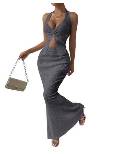 SOLY HUX Women's Two Piece Outfits Twist Front Halter Cami Tops and Skirt Summer Set