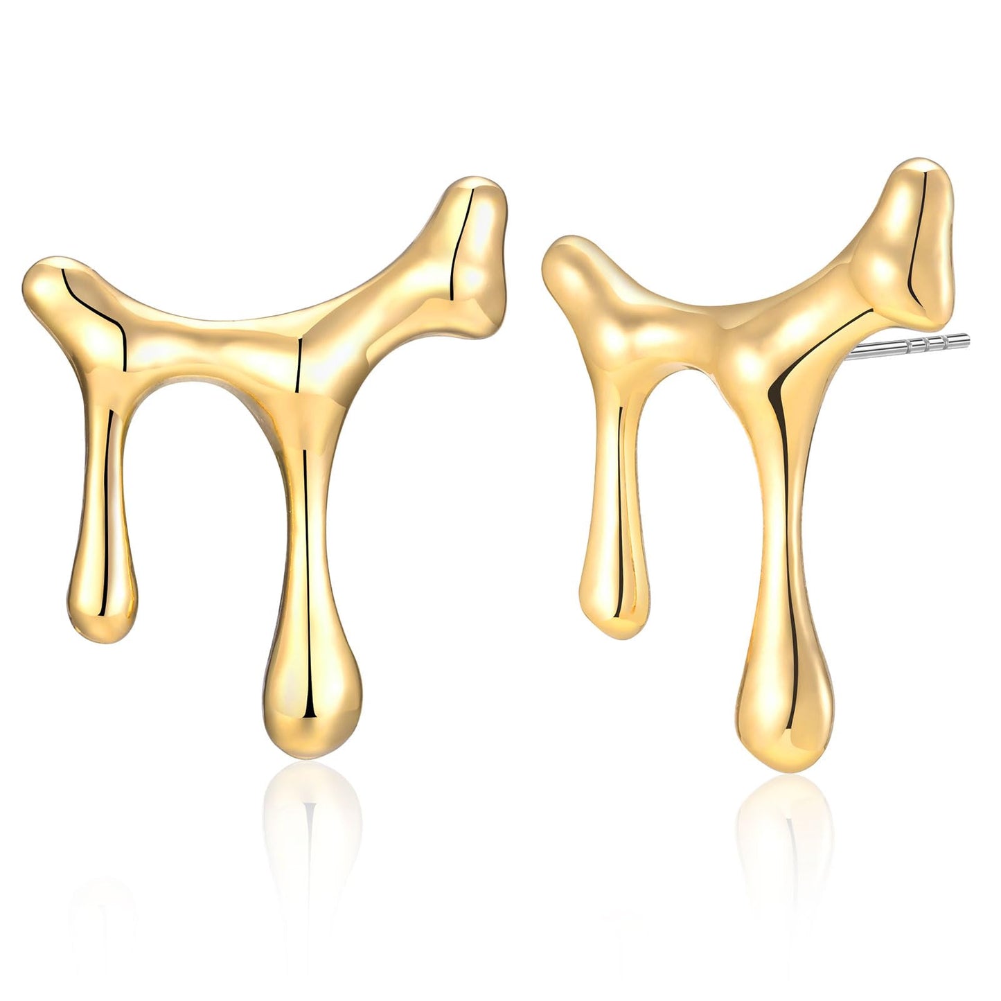 Womens Gold Studs Earrings, 14K Gold Plated Personality Big Stud Earring,Stainless Steel Hypoallergenic Ear Rings Trendy Jewelry,Christmas Birthday Gifts for Her Girlfriend Sister