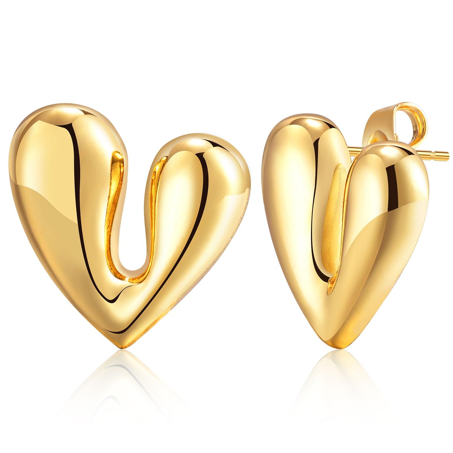 Womens Gold Studs Earrings, 14K Gold Plated Personality Big Stud Earring,Stainless Steel Hypoallergenic Ear Rings Trendy Jewelry,Christmas Birthday Gifts for Her Girlfriend Sister