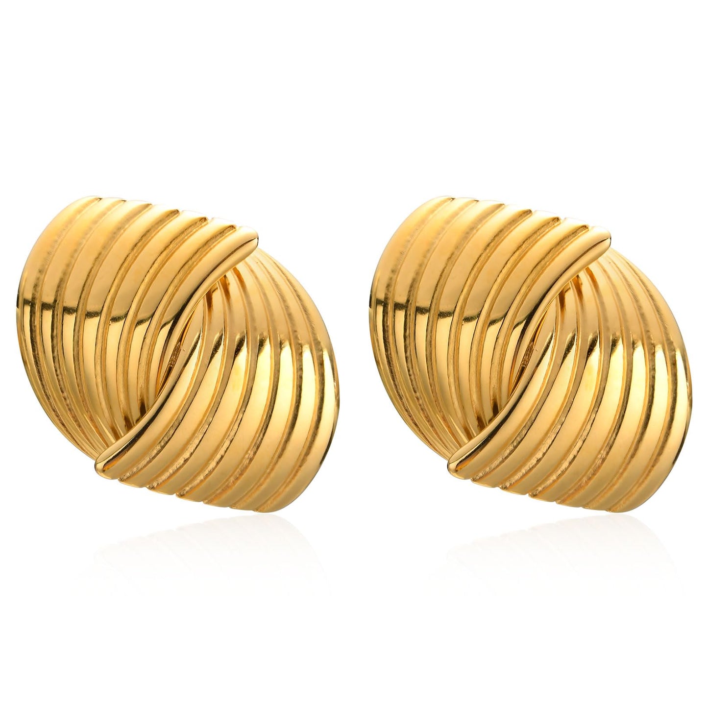 Womens Gold Studs Earrings, 14K Gold Plated Personality Big Stud Earring,Stainless Steel Hypoallergenic Ear Rings Trendy Jewelry,Christmas Birthday Gifts for Her Girlfriend Sister