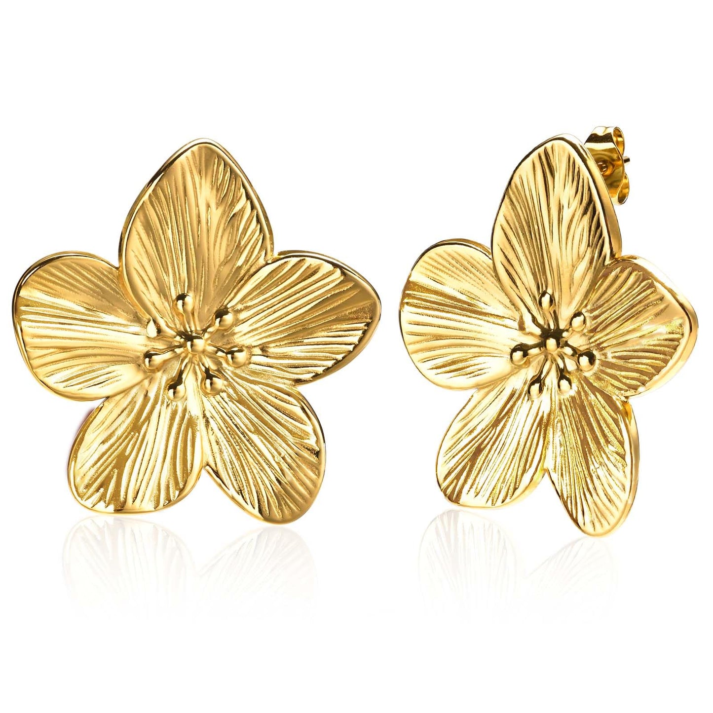 Womens Gold Studs Earrings, 14K Gold Plated Personality Big Stud Earring,Stainless Steel Hypoallergenic Ear Rings Trendy Jewelry,Christmas Birthday Gifts for Her Girlfriend Sister