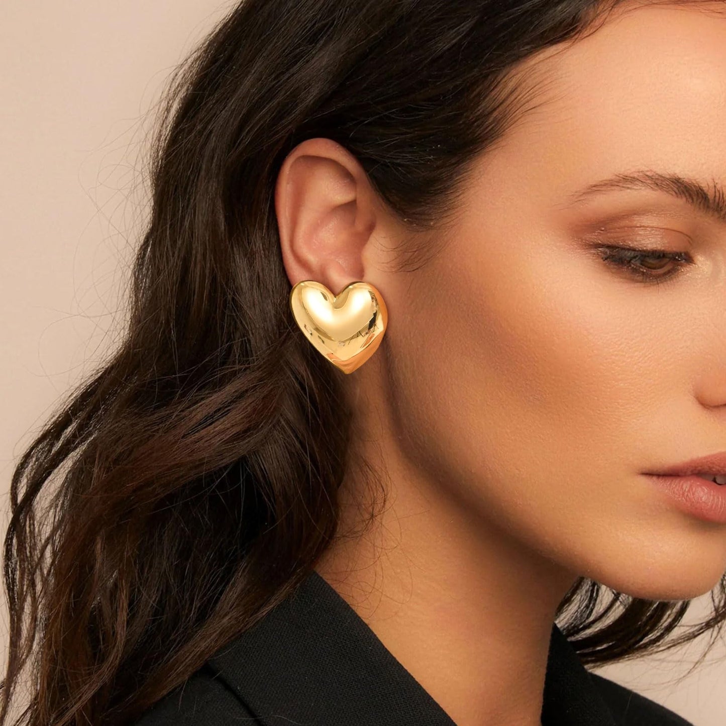 Womens Gold Studs Earrings, 14K Gold Plated Personality Big Stud Earring,Stainless Steel Hypoallergenic Ear Rings Trendy Jewelry,Christmas Birthday Gifts for Her Girlfriend Sister