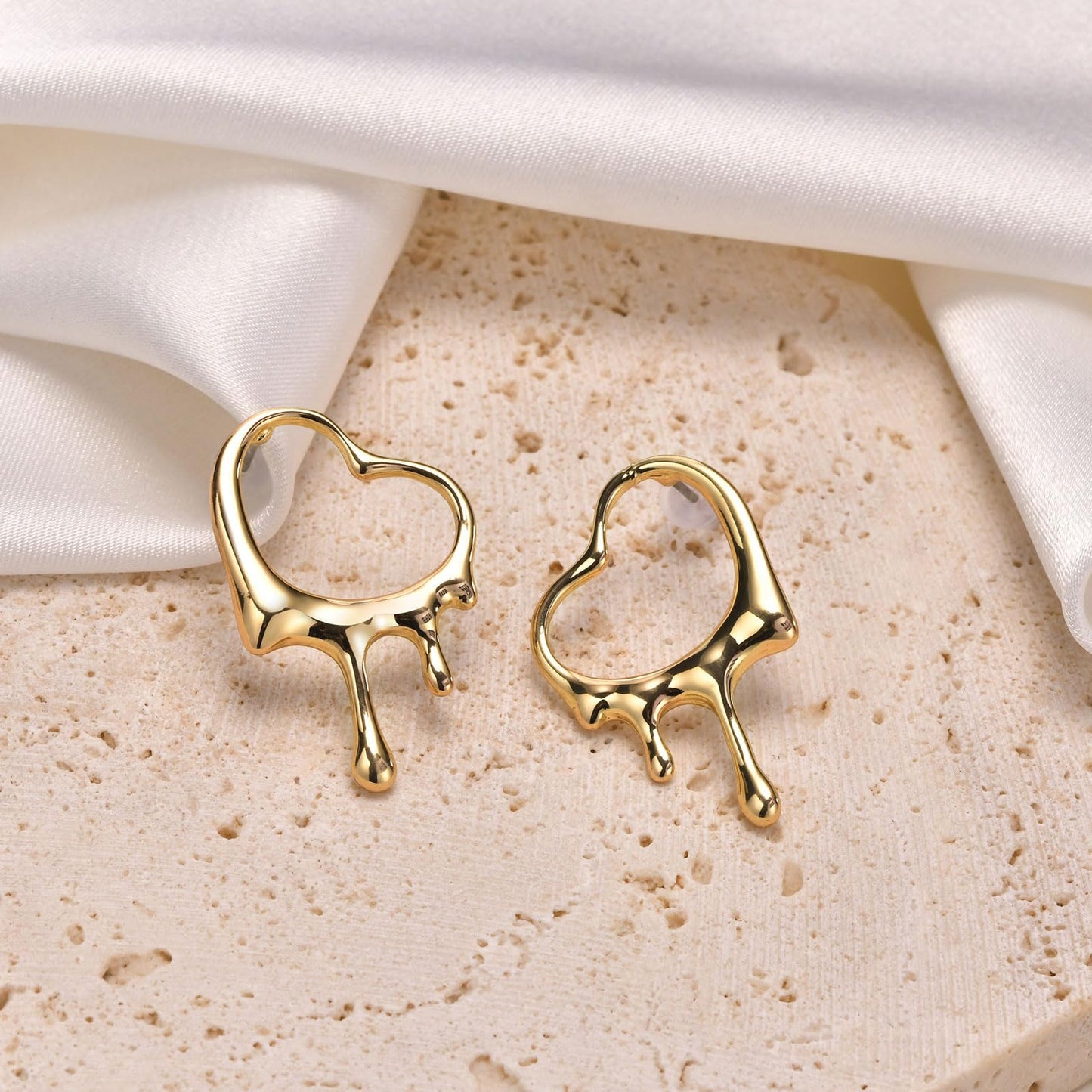 Womens Gold Studs Earrings, 14K Gold Plated Personality Big Stud Earring,Stainless Steel Hypoallergenic Ear Rings Trendy Jewelry,Christmas Birthday Gifts for Her Girlfriend Sister