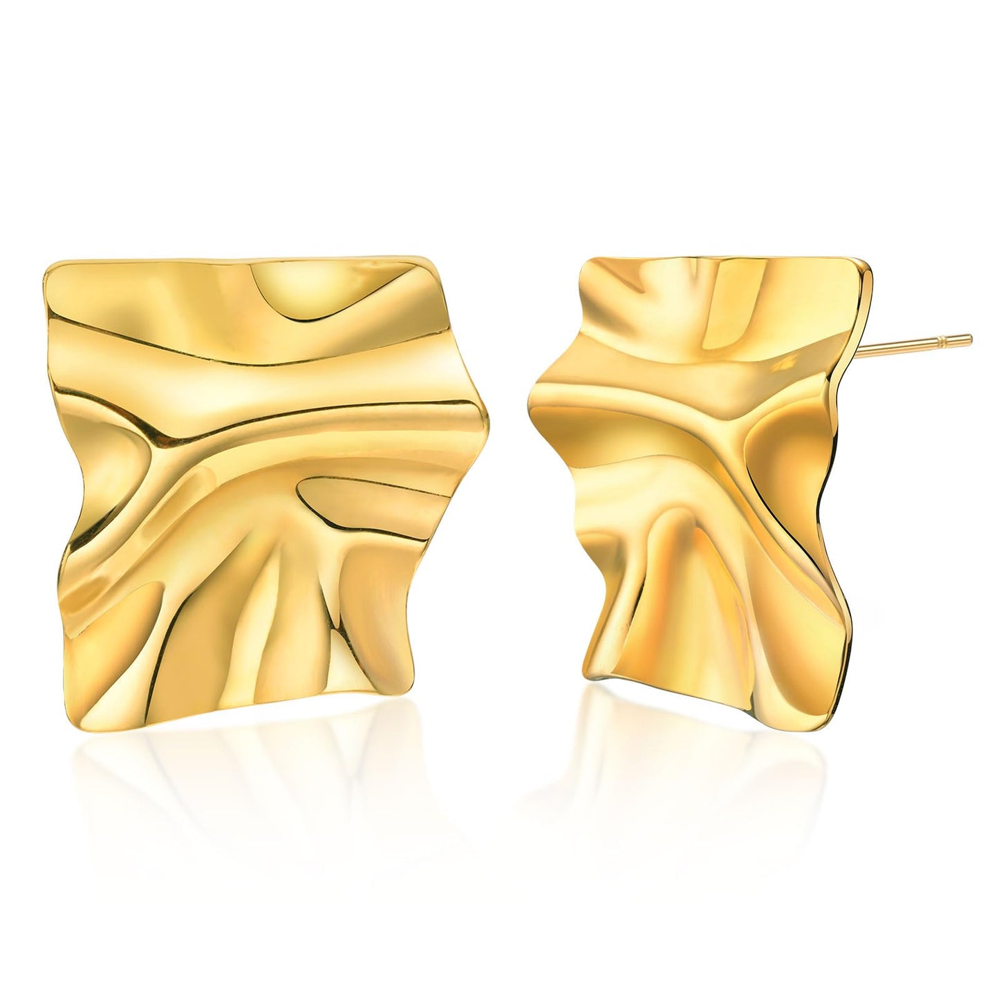 Womens Gold Studs Earrings, 14K Gold Plated Personality Big Stud Earring,Stainless Steel Hypoallergenic Ear Rings Trendy Jewelry,Christmas Birthday Gifts for Her Girlfriend Sister