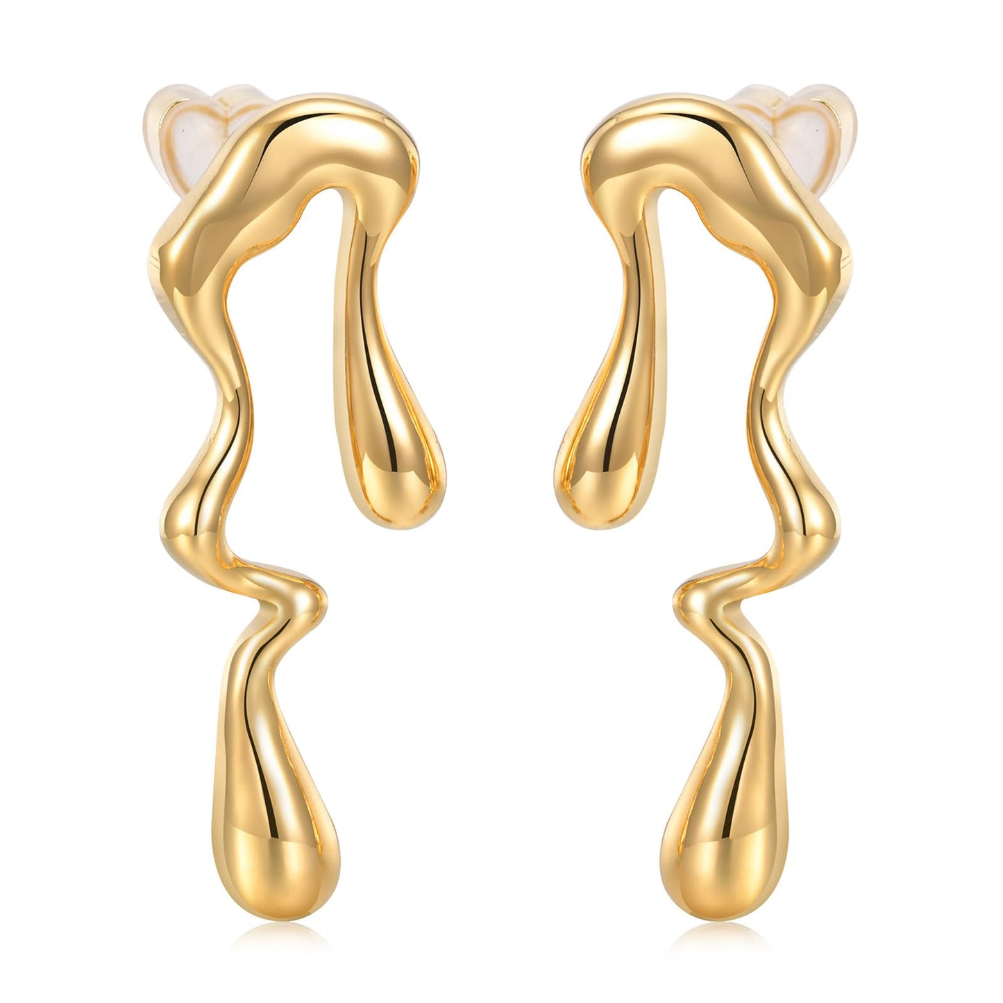 Womens Gold Studs Earrings, 14K Gold Plated Personality Big Stud Earring,Stainless Steel Hypoallergenic Ear Rings Trendy Jewelry,Christmas Birthday Gifts for Her Girlfriend Sister