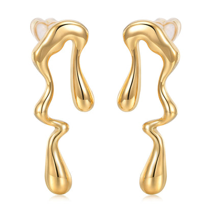 Womens Gold Studs Earrings, 14K Gold Plated Personality Big Stud Earring,Stainless Steel Hypoallergenic Ear Rings Trendy Jewelry,Christmas Birthday Gifts for Her Girlfriend Sister