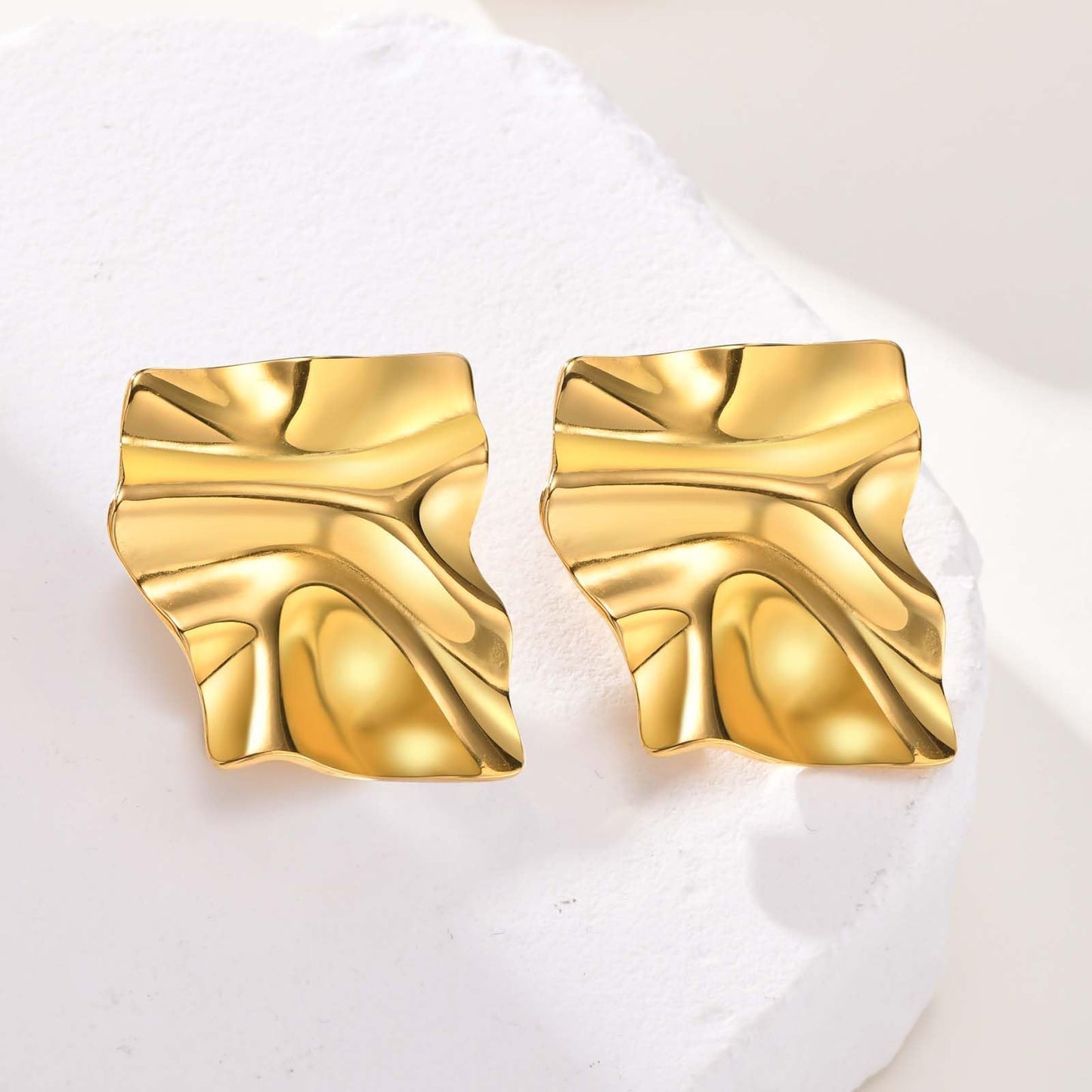 Womens Gold Studs Earrings, 14K Gold Plated Personality Big Stud Earring,Stainless Steel Hypoallergenic Ear Rings Trendy Jewelry,Christmas Birthday Gifts for Her Girlfriend Sister