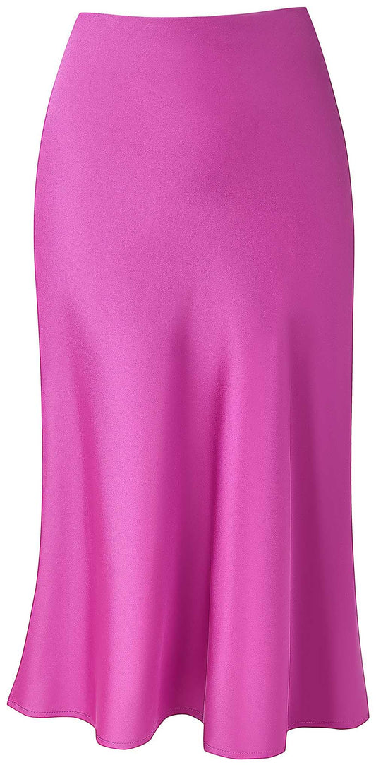 Womens Leopard Print Skirt Midi Long Length Silk Satin High Waist Elastic Skirts