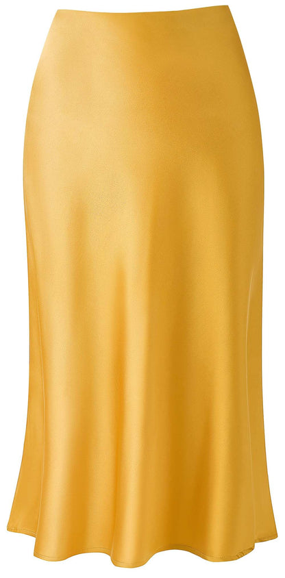 Womens Leopard Print Skirt Midi Long Length Silk Satin High Waist Elastic Skirts