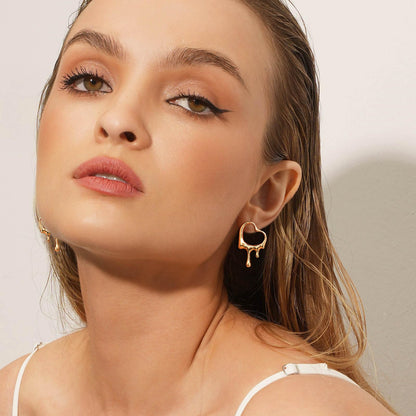 Womens Gold Studs Earrings, 14K Gold Plated Personality Big Stud Earring,Stainless Steel Hypoallergenic Ear Rings Trendy Jewelry,Christmas Birthday Gifts for Her Girlfriend Sister