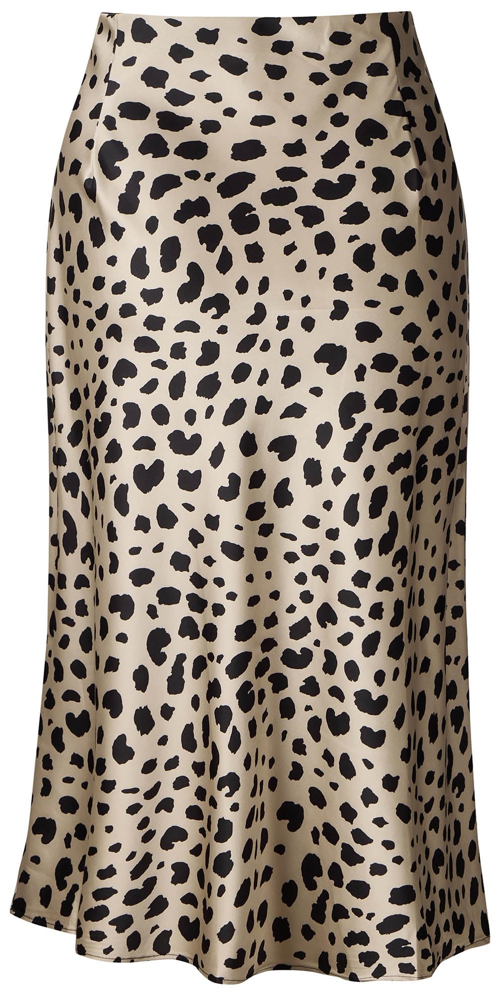 Womens Leopard Print Skirt Midi Long Length Silk Satin High Waist Elastic Skirts