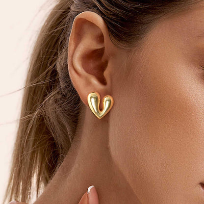 Womens Gold Studs Earrings, 14K Gold Plated Personality Big Stud Earring,Stainless Steel Hypoallergenic Ear Rings Trendy Jewelry,Christmas Birthday Gifts for Her Girlfriend Sister