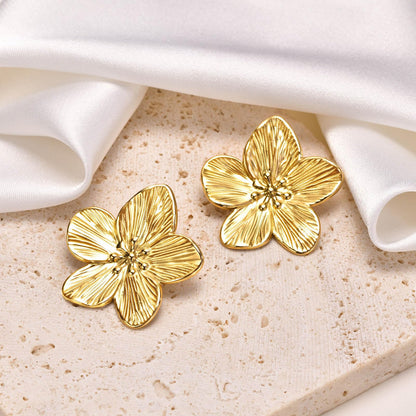 Womens Gold Studs Earrings, 14K Gold Plated Personality Big Stud Earring,Stainless Steel Hypoallergenic Ear Rings Trendy Jewelry,Christmas Birthday Gifts for Her Girlfriend Sister